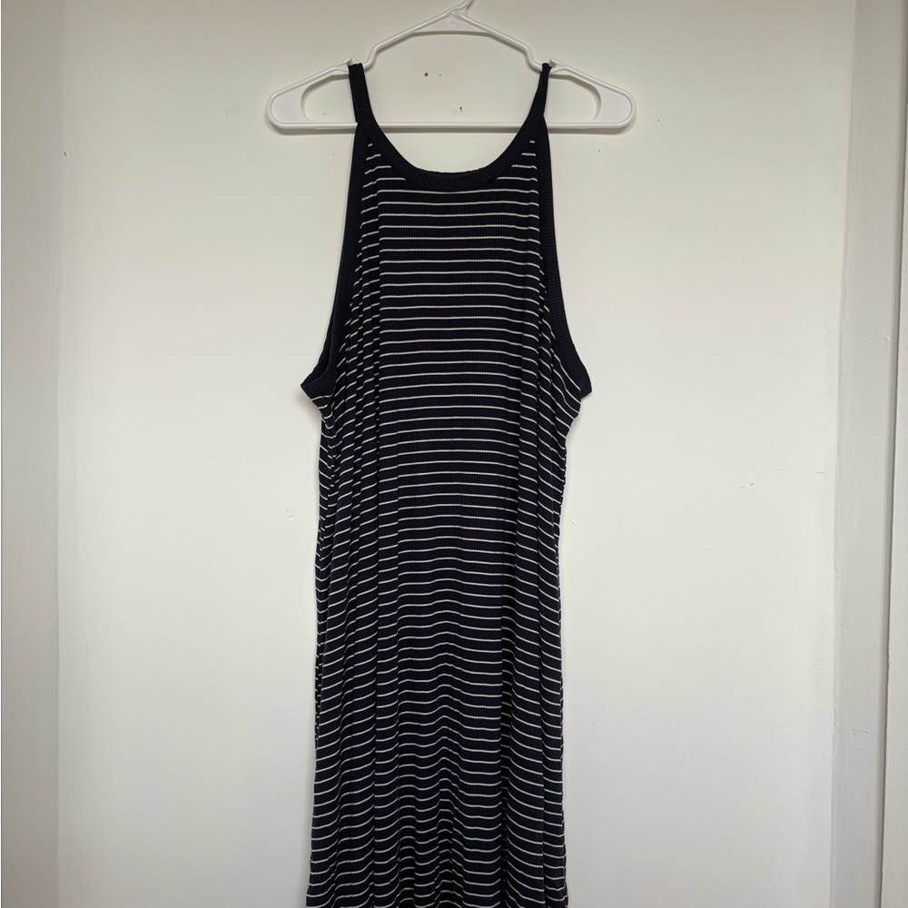 Old Navy Black and White Halter Sheath Midi Dress